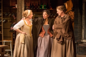 Jennifer Le Blanc, Miriam A. Laube and Nance Williamson in The Book of Will, 2017. Photo by Adams VisCom