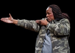 "Until the Flood," written and performed by Dael Orlandersmith, at Repertory Theater in St. Louis in 2016. (Photo by Peter Wochniak/ProPhotosSTL)