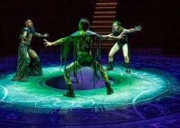Thaddeus Fitzpatrick, Kim Fischer, Joe Goldammer in Macbeth. Photo credit AdamsVisCom.