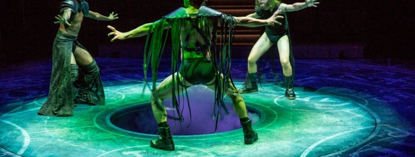 Thaddeus Fitzpatrick, Kim Fischer, Joe Goldammer in Macbeth. Photo credit AdamsVisCom.