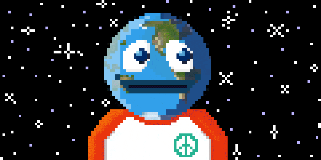 An animated pixel art image showing the words Mixed Taste and 2 unique characters - a person with Earth as a head against outer space backdrop and a bookworm.