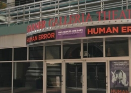 The marquee and front doors of the Garner Galleria Theatre in Denver, Colorado