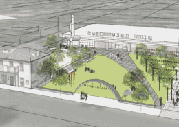 A rendering of the developing Golden arts complex