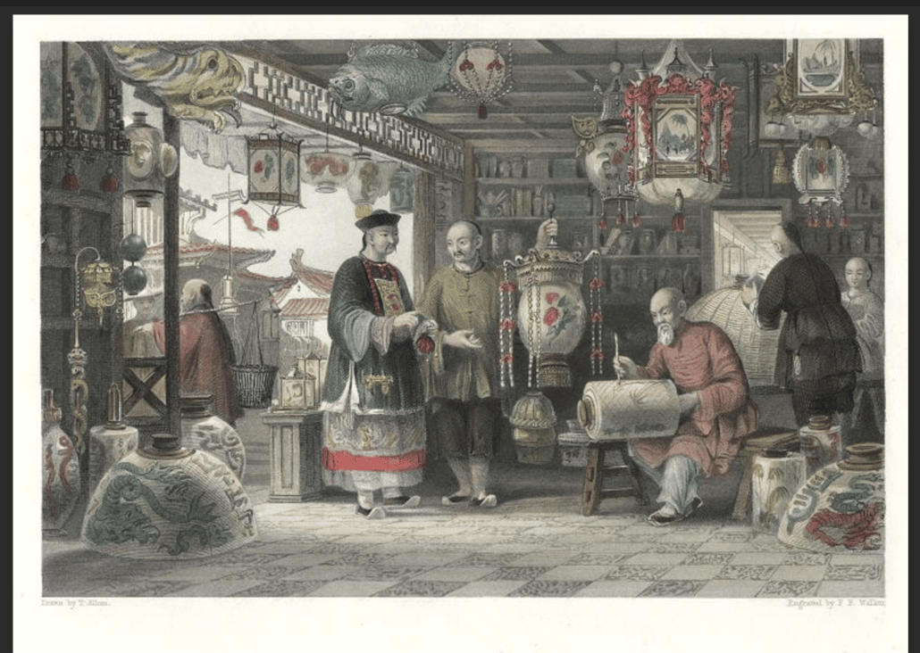 An illustration of an ancient Chinese marketplace