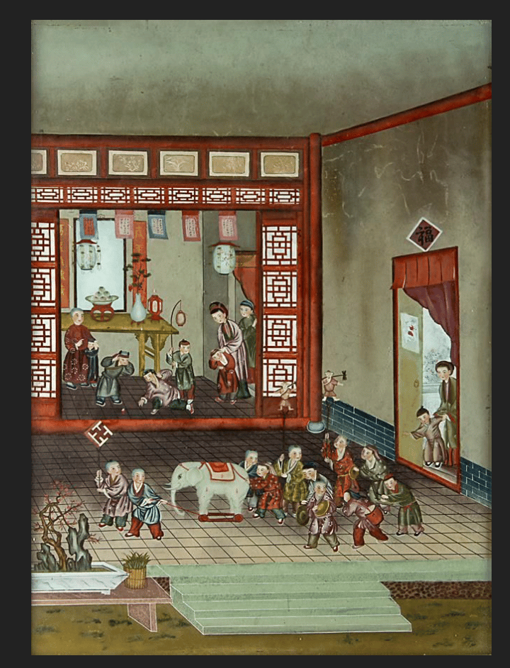 An illustration of an ancient Chinese community space