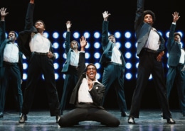 The cast of Ain't Too Proud poses onstage