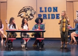 Pictured (L-R): Jasmine Rogers (Gretchen Wieners), Nadina Hassan (Regina George), Morgan Ashley Bryant (Karen Smith) and English Bernhardt (Cady Heron) Credit: © 2022 Jenny Anderson