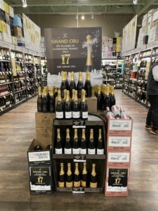 A Grand Cru champagne display at Total Wine