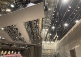 Hundreds of lights hang above the Wolf Theatre stage