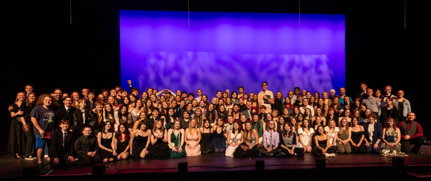 All award winners at the 2024 Bobby G Awards pose onstage for a photo at the end of the event.